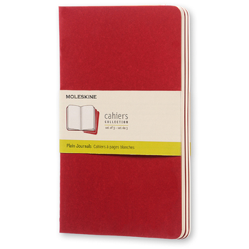 3pc Moleskine Plain Cahier Notebook L - Cranberry Red