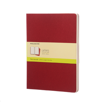 3pc Moleskine Plain Cahier Notebook XL - Cranberry Red