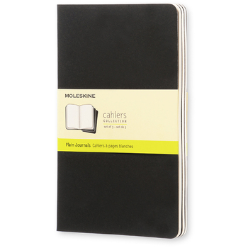 3pc Moleskine 80 Pages Plain Pocket Cahier L - Black