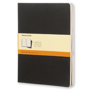 3pc Moleskine 80 Pages Cahier Notebook Ruled XL - Black