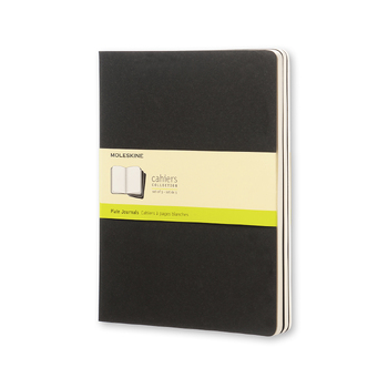 3pc Moleskine 80 Pages Plain Pocket Cahier XL - Black