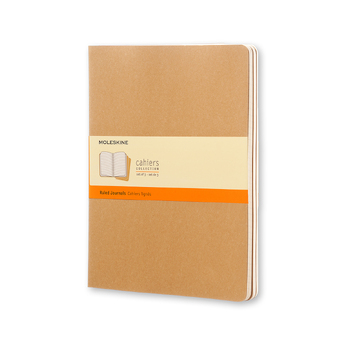 3pc Moleskine 80 Pages Ruled Cahier Notebook XL - Kraft