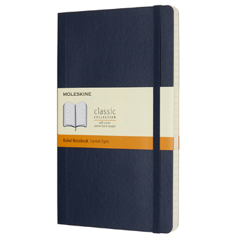 Moleskine Classic Soft Cover Ruled Notebook L- Sapphire Blue