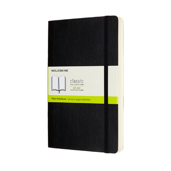 Moleskine Classic Plain Soft Cover Notebook Expanded L - Black