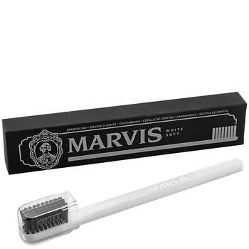 Marvis White Toothbrush w/ Nylon Medium Bristles Dental Oral Teeth Clean Care