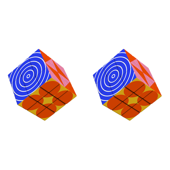 2PK Mustard Hypno Cube Trippy Patterns Puzzle Brain Teaser Kids Toy