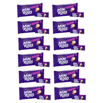 12x 5PK Cadbury Chocolate Raspberry Mini Rolls Snack Cake/Dessert 140g