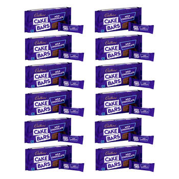 12x 5PK Cadbury Milk Chocolate Cake Bars Snack/Dessert Individually Wrapped 130g