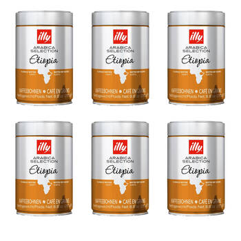 6PK illy Arabica Selection Ethiopia Whole Coffee Beans 250g Delicate Intensity