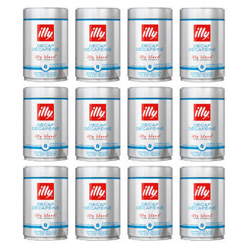12PK illy Arabica Decaf Whole Coffee Beans 250g Mild and Balanced 