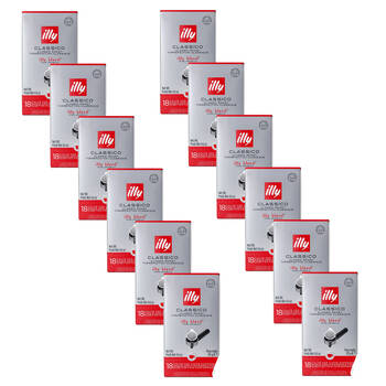 12x 18pc illy Arabica Classico Espresso E.S.E Pods 131g Classic Roast