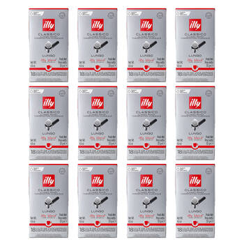 12x 18pc illy Arabica Lungo E.S.E Espresso Coffee Pods Classic Roast