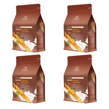 4PK Cacao Barry Zephyr Caramel White Cooking Chocolate Pellets 35% 2.5kg