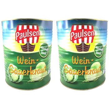 2PK Paulsen Wein Sauerkraut Tinned Fermented Cabbage Bulk Tin Catering 10kg
