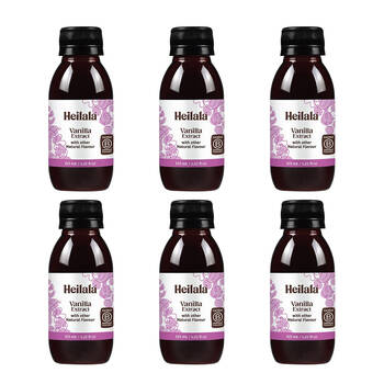 6PK Heilala Vanilla Extract with Natural Flavour Amber Glass Bottles 125ml