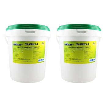 2PK Sanrilla Sicilian Green Olives Bucket Re-Sealable Lid Large Bulk Pack 5kg