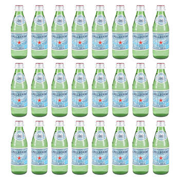24PK San Pellegrino Italian Sparkling Mineral Water Green Glass Bottle 250ml