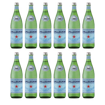 12PK San Pellegrino Italian Sparkling Mineral Water Green Glass Bottle 750ml