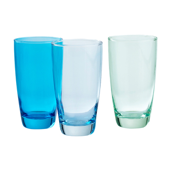 6pc Ecology Tiara Glass Hi Ball/Cocktail Drinking Tumbler Set Blue 465ml