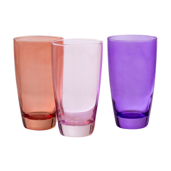 6pc Ecology Tiara Glass Hi Ball/Cocktail Drinking Tumbler Set Pink 465ml