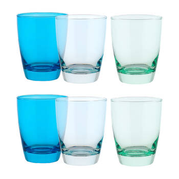 6pc Ecology Tiara Glass Drinking Tumbler/Cup Blues 365ml