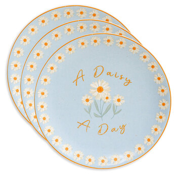 3PK LVD Decorative Ceramic 10cm Gift Round Dish Plate Decor - A Daisy Day