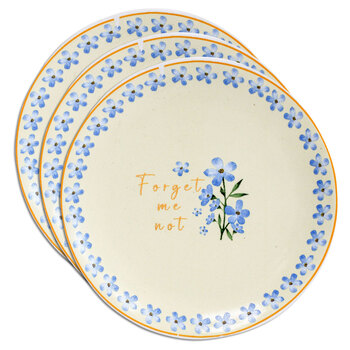 3PK LVD Decorative Ceramic 10cm Gift Round Dish Plate Decor - Forget Me Not