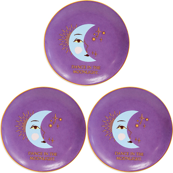 3PK LVD Ceramic Trinket Plate Moon Astrology Decorative Home Decor