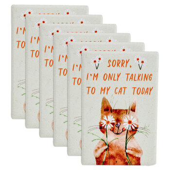 6PK LVD Cat Ceramic 9cm Fridge Magnet Home Decor Rectangle