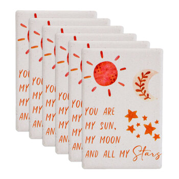 6PK LVD Sun Moon Star Ceramic 9cm Fridge Magnet Home Decor Rectangle