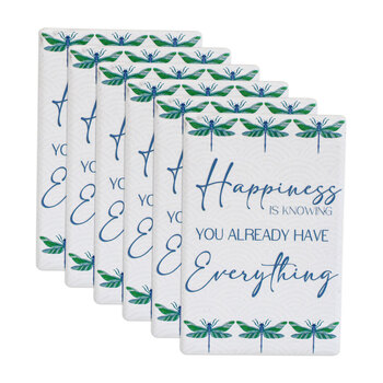 6PK LVD Happiness Ceramic 9cm Fridge Magnet Home Decor Rectangle