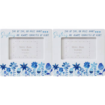 2PK LVD Ceramic/Flexi Glass Photo Picture Frame Sisters 18x20cm White/Blue