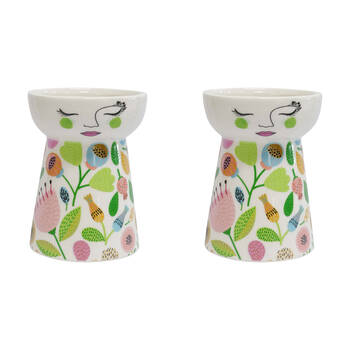 2PK LVD Ceramic Petite Doll Vase Home Decor 11.5cm Summertime