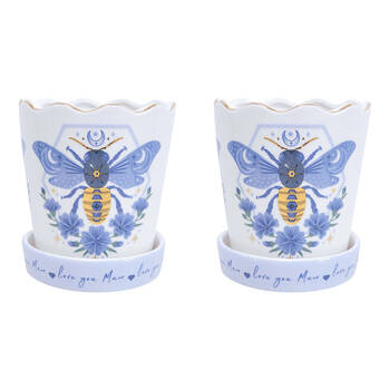 2PK LVD Ceramic Planter Home/Garden Decor 13cm Bee Love Mum