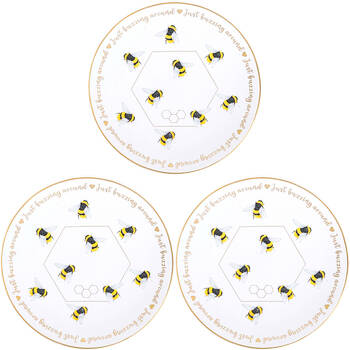 3PK LVD Dish Ceramic Home/Office Decor Round 10cm Buzzing Around