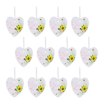 12PK LVD Bee Heart Mum Pink Ceramic Hanging Ornament Decor 9cm