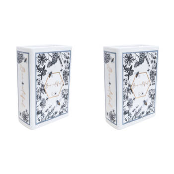 2PK LVD Book Vase Ceramic Home/Office Shelf Decor 14cm Bee Utiful