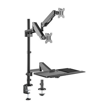 Brateck Gas Spring Sit-Stand Workstation Dual  17'-32' Monitors Mount w/ Tray