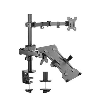 Brateck Economical Double Joint Steel Single 13'-32' Monitor Arm w/Laptop Holder