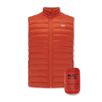 Mac In A Sac Adult Mens Alpine Down Vest - Burnt Orange - S