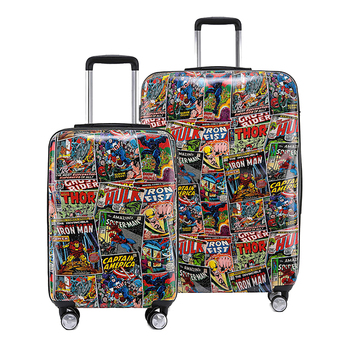 2pc Marvel Comic Retro Pc 19"/28" Trolley Checked Luggage Travel Suitcase S/L