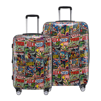 2pc Marvel Comic Retro Pc 24"/28" Trolley Checked Luggage Suitcase M/L