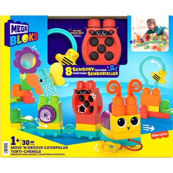 24pc Mattel Mega Blocks Move n Groove Caterpillar Toy 30cm Baby 1y+