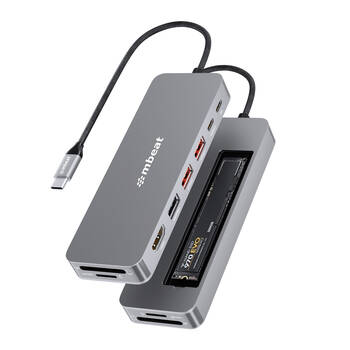 Mbeat Elite 9-in-1 USB-C Multiport Hub w/ Built-in M.2 NVMe SSD Enclosure Silver