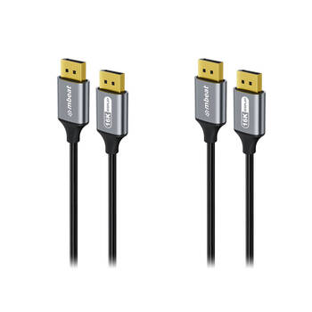 2PK mbeat Tough Link 1.8m 16K DisplayPort Cable 40 Gbps Bandwidth Space Grey