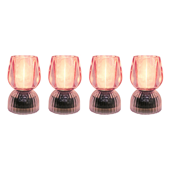 4PK LVD Led Glass Night Light Lamp Home/Room Decor 13cm - Pink Passion