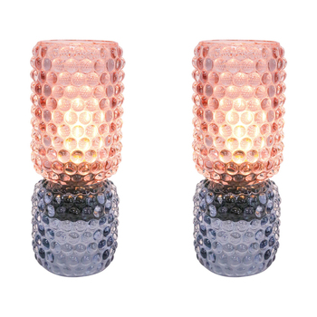 2PK LVD Led Glass Night Light Lamp Home/Room Decor 21cm - Blue/Peach