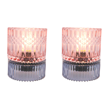 2PK LVD Led Glass Night Light Lamp Home/Room Decor 14cm - Blue/Pink