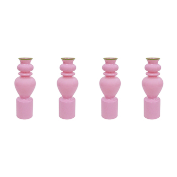 4PK LVD Glass Flower Bud Vase Decorative Pot 18.5cm - Pink