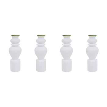 4PK LVD Glass Flower Bud Vase Decorative Pot 18.5cm - White